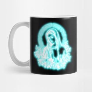 Blue Neon Virgin Mary Mug